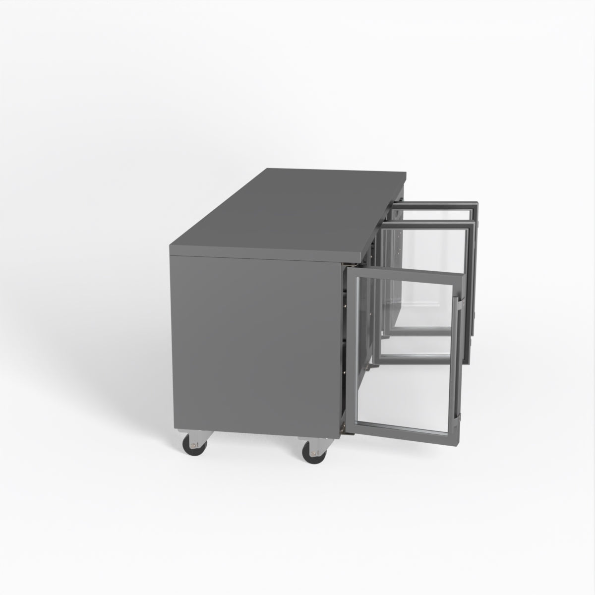 Commercial Glass Door Refrigerator - 3 Door Under Counter Display Fridge with 700mm Depth (Model GNX3100TNG) - Perfect for Restaurants, Cafes, and Retail Stores