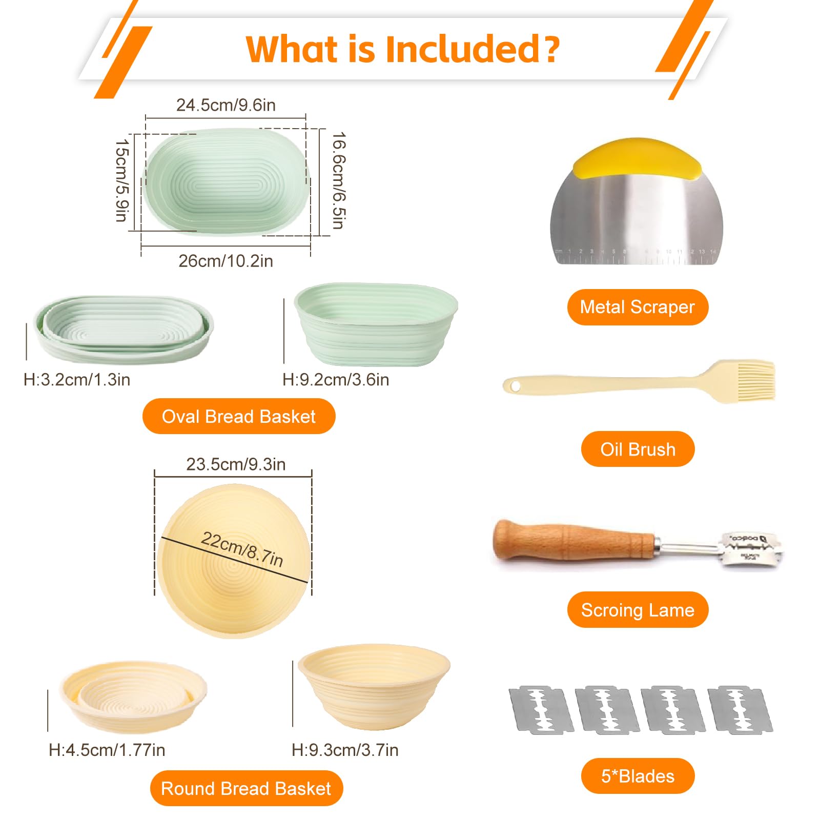 Premium 9-Inch Round Silicone Banneton Bread Proofing Basket - Foldable Sourdough Baking Supplies Kit with Essential Tools | Perfect for Artisan Bread Making, Home Bakers & Gift Giving