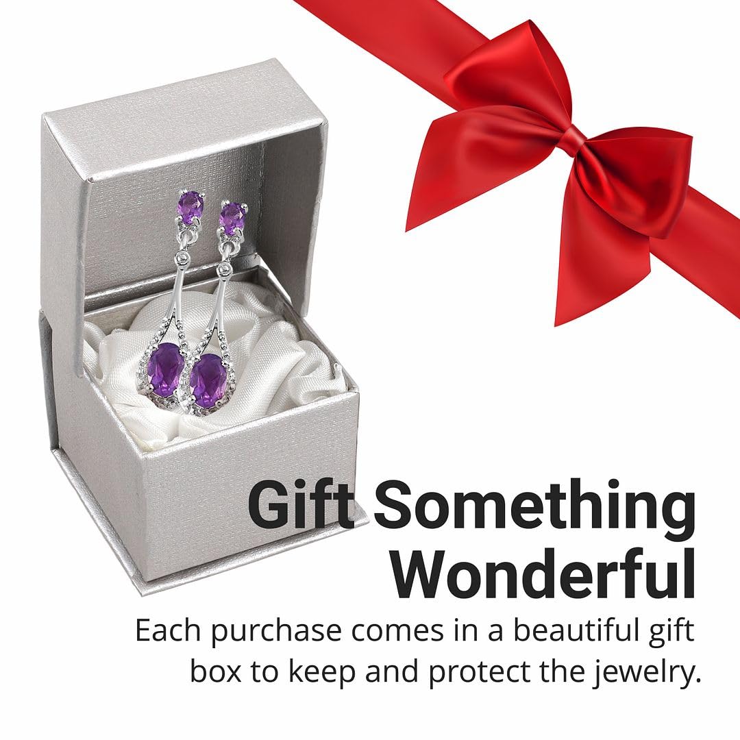 Shop LC Platinum Plated Amethyst Dangle Earrings for Women - February Birthstone Jewelry, Elegant Drop Earrings for Birthday Gifts | Perfect for Valentine's Day, Anniversary & Special Occasions