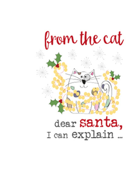 Funny Cat Christmas Card - 'I Can Explain' Dandelion Stationery for Holiday Greetings | Perfect for Cat Lovers, Office Gifts & Festive Celebrations