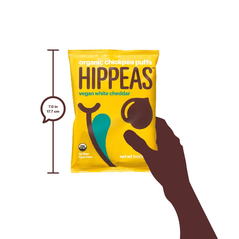 HIPPEAS Organic Chickpea Puffs Vegan White Cheddar - 24 Pack (1oz Each) | Gluten Free, High Protein, Crunchy Snacks | Perfect for School Lunches, Road Trips & Healthy Office Snacking