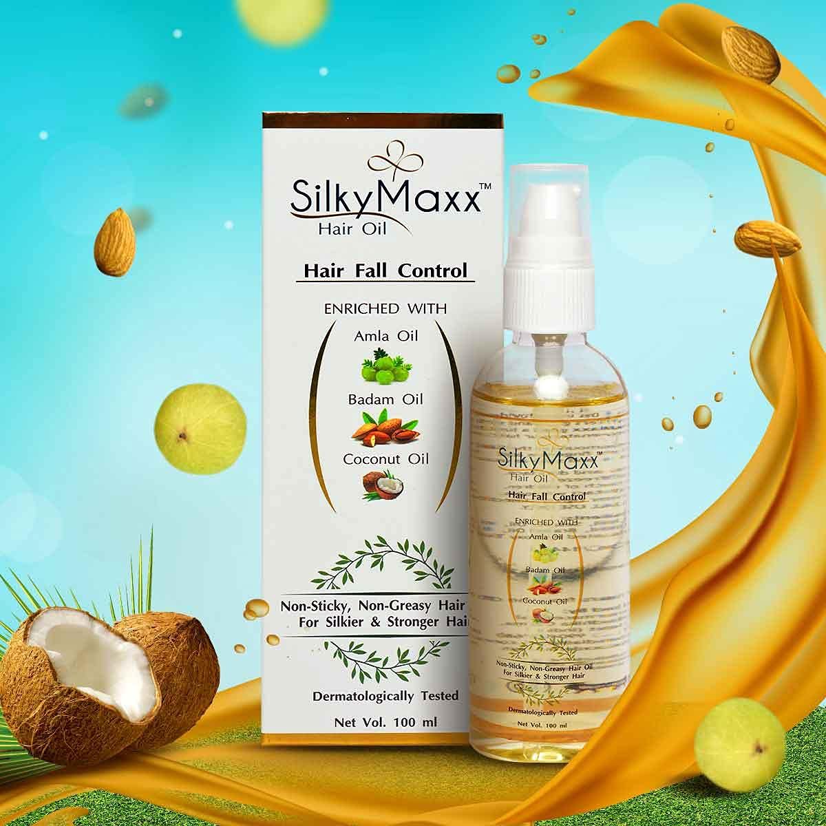 SilkyMaxx Hair Growth Oil with Amla, Almond & Coconut - Anti Hair Fall, Non-Greasy & Lightweight Formula for Stronger, Healthier Hair - Perfect for Daily Use, Styling & Scalp Care