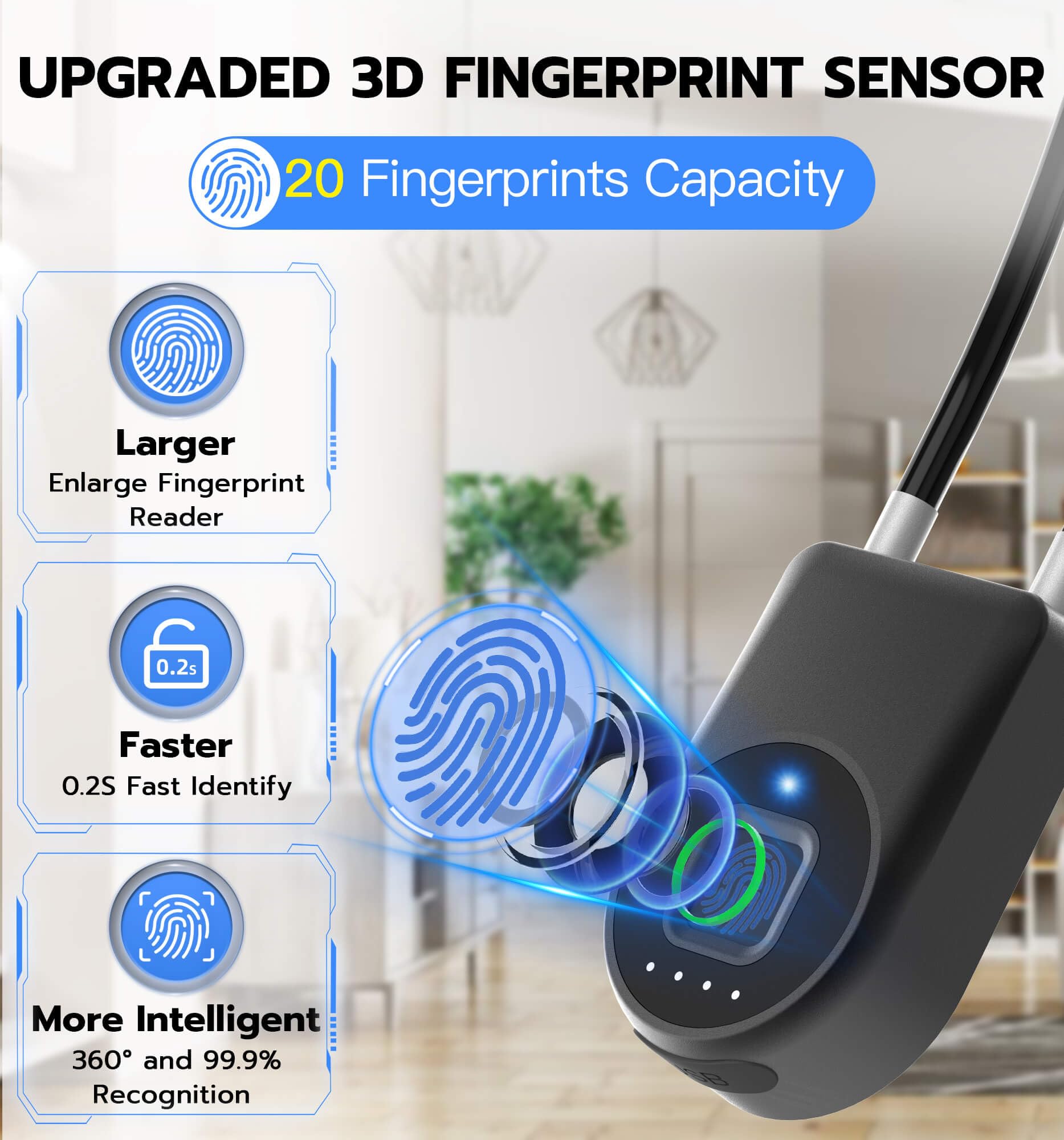 eLinkSmart Fingerprint Cable Lock - 6