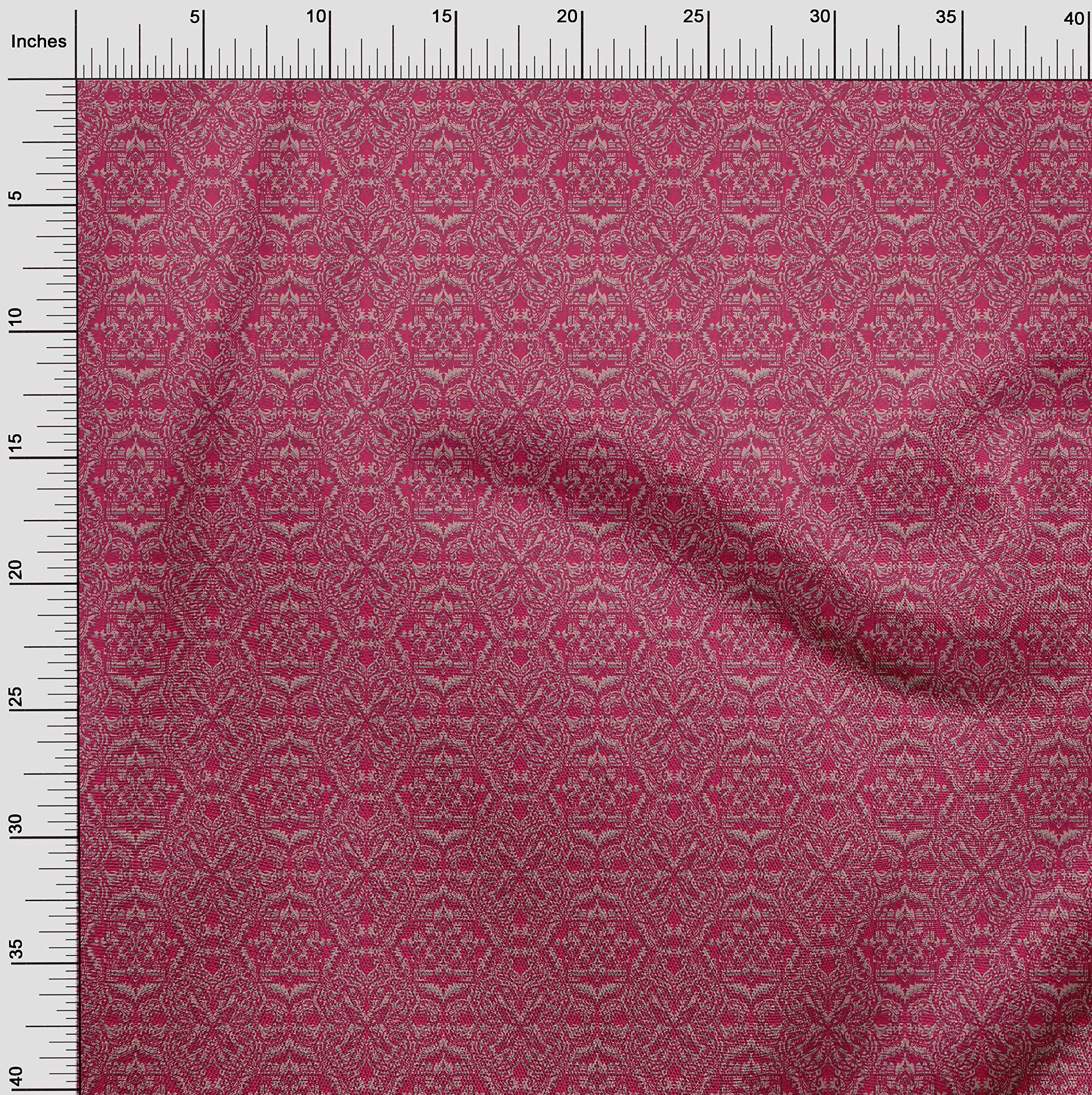 oneOone Rayon Magenta Floral Print Fabric - 56 Inch Wide Sewing Material for DIY Clothing, Dresses & Home Decor Projects | Premium Quality by The Yard