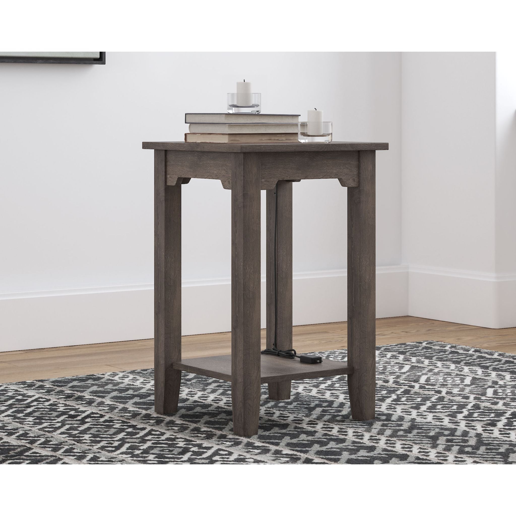 Arlenbry Modern Side Table - Gray End Table for Living Room, Bedroom & Office - Small Nightstand with Storage Shelf - Perfect for Coffee, Books & Decor