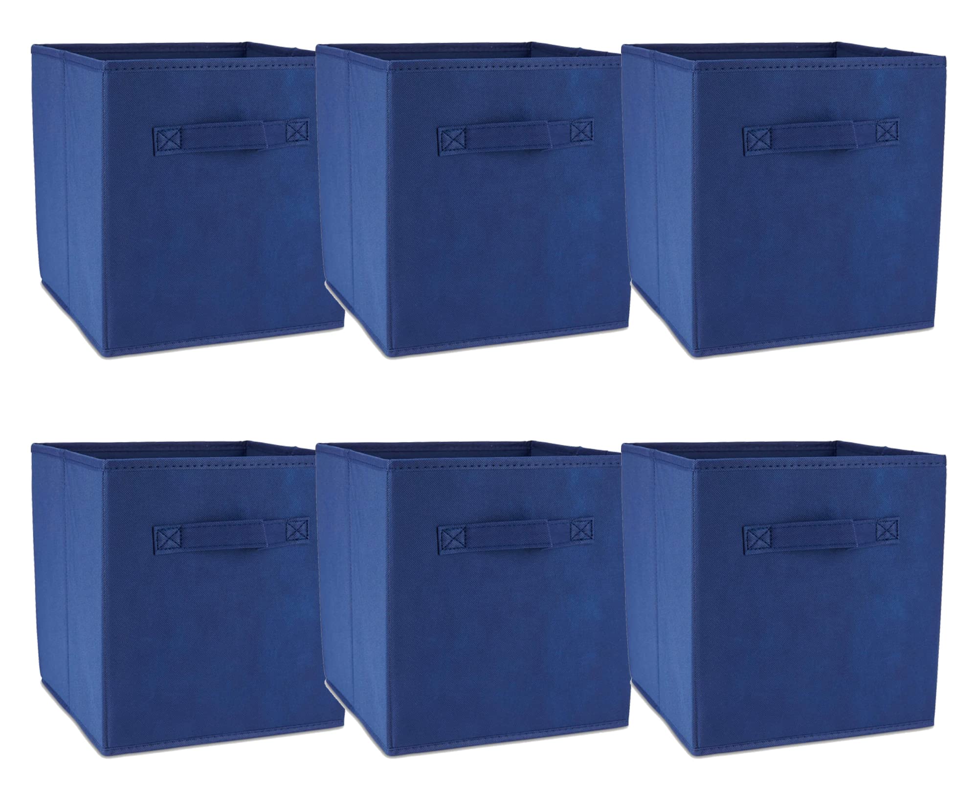 HOMESTO 11-Inch Foldable Fabric Storage Cubes with Handles - Collapsible Organizer Bins for Clothes, Toys & Home Organization (Navy, 6 Pack) - Perfect for Closet, Nursery & Playroom Storage Solutions