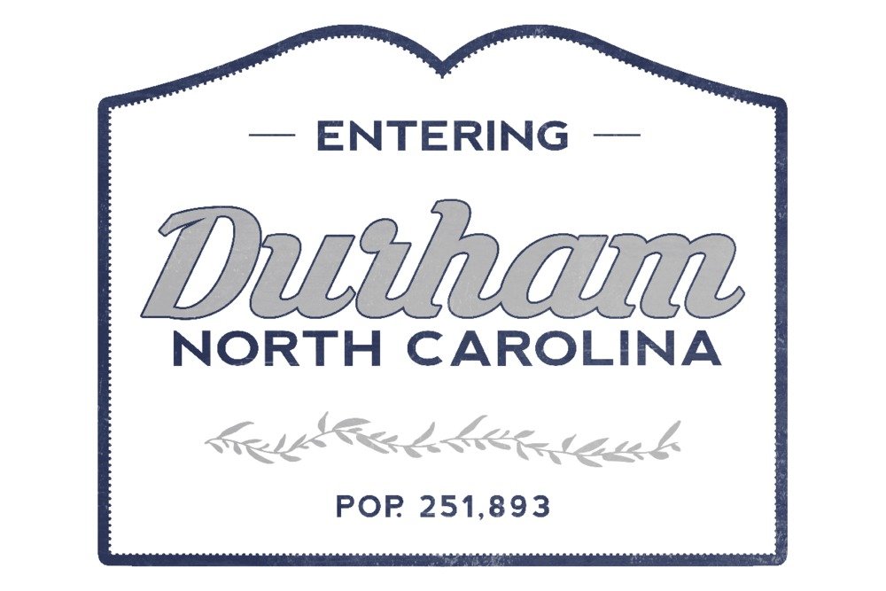 Durham North Carolina Now Entering Blue 12x18 Wall Art Poster - Vintage City Sign Decor for Home, Office & Dorm Room