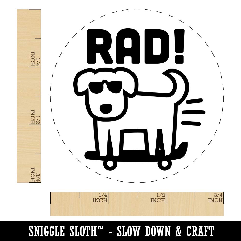 Rad Dog on a Skateboard Rubber Stamp - 3/4 Inch Small Craft Stamp for DIY Scrapbooking, Journaling, Planner Decor & Card Making - Perfect for Handmade Greeting Cards, Bullet Journals & Art Projects
