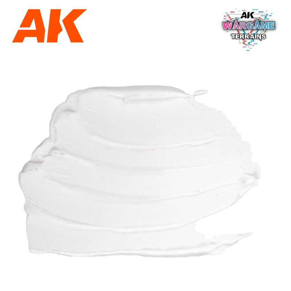 AK Interactive AK1227 Acrylic Snow Effect Paint for Wargame Terrains - 100ml Bottle - Perfect for Miniature Battle Scenes & Winter Dioramas