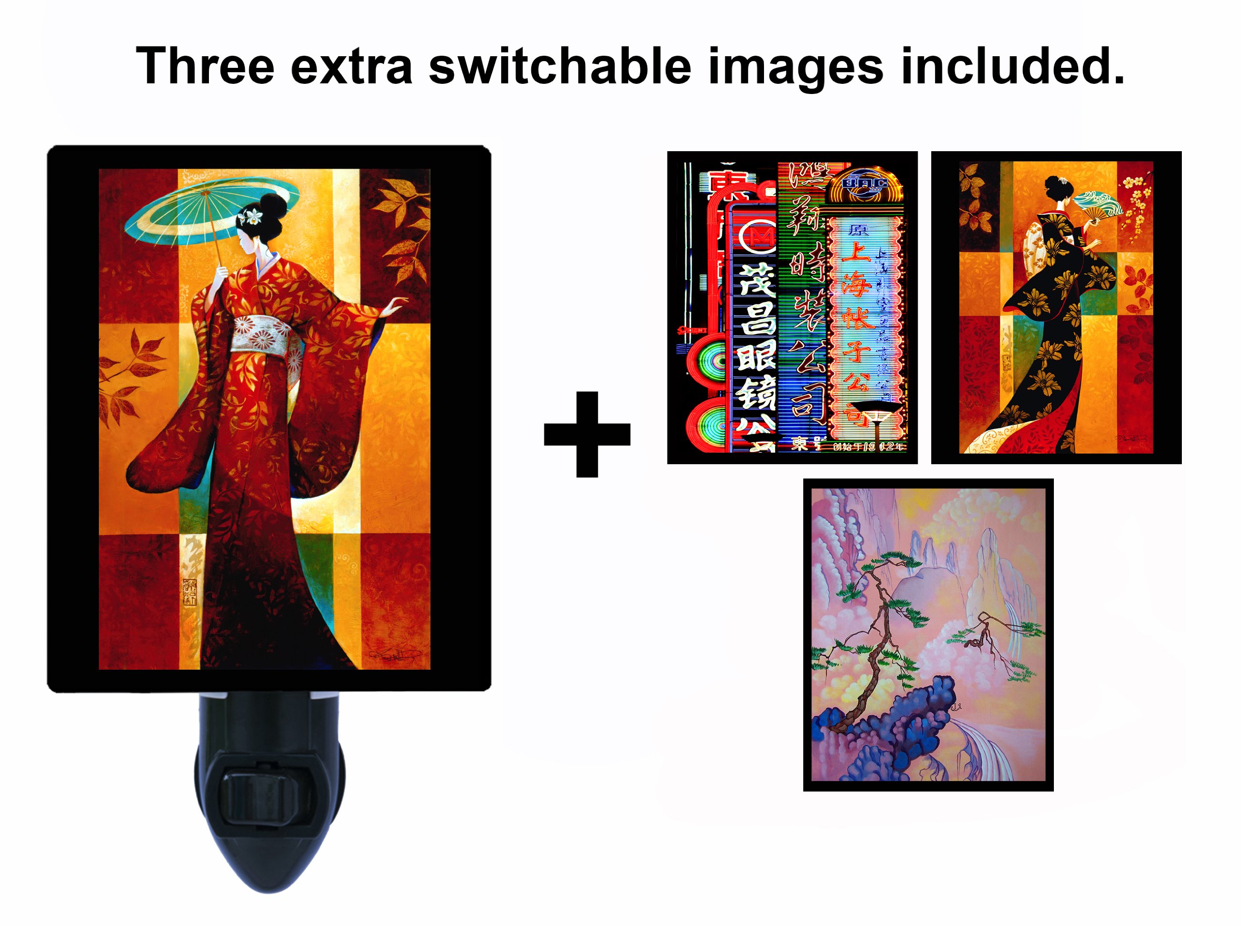 Asian-Themed LED Night Light with Switchable Inserts - Cultural Home Decor for Bedroom, Nursery, or Living Room - Perfect for Relaxation and Cultural Ambiance
