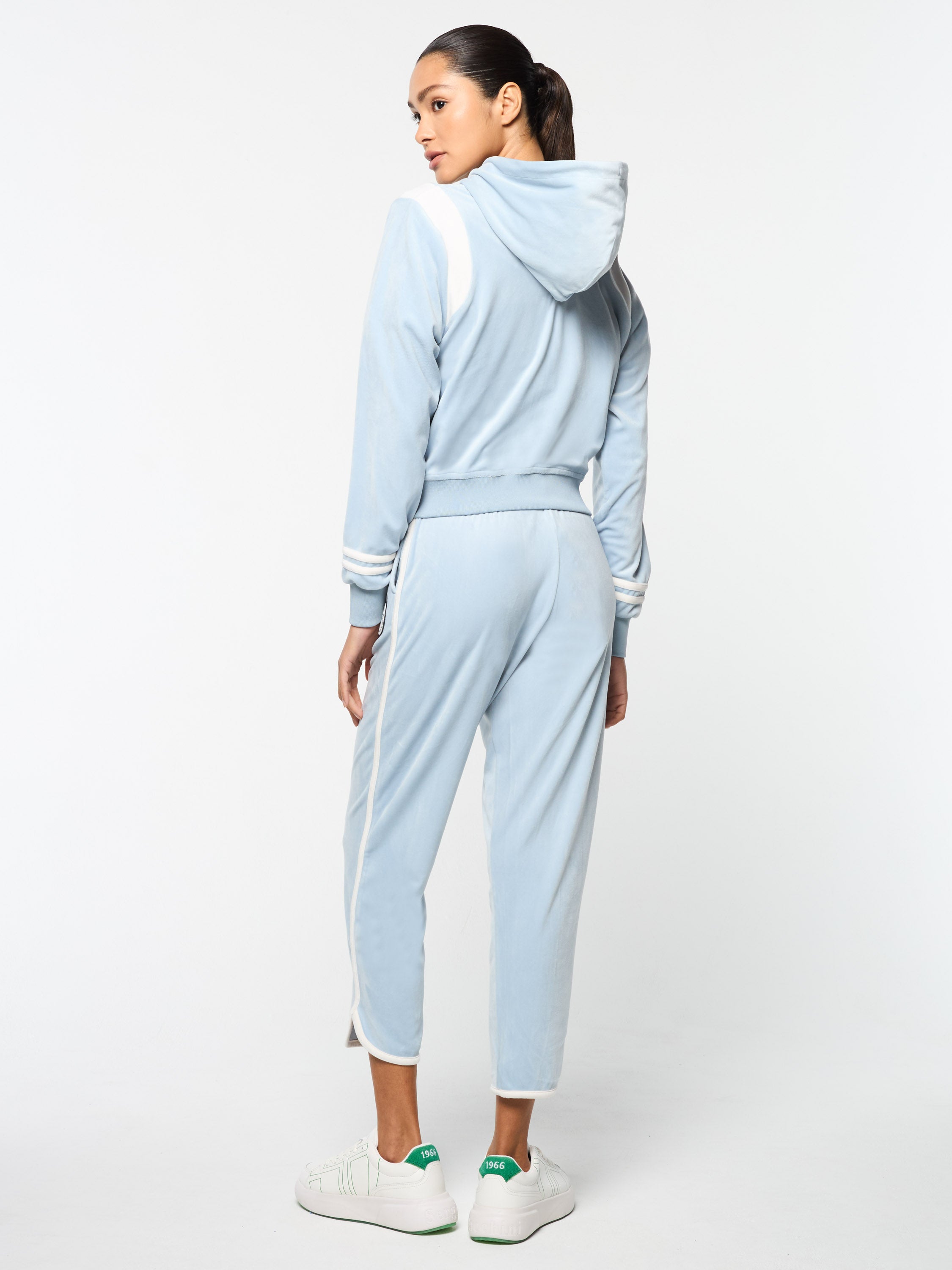 Veneto Velour Zip Up Hoodie for Women - Soft Fleece Pullover with Front Pockets, Cozy Casual Outerwear in Celestial Blue | Perfect for Lounge Wear, Gym, and Everyday Comfort