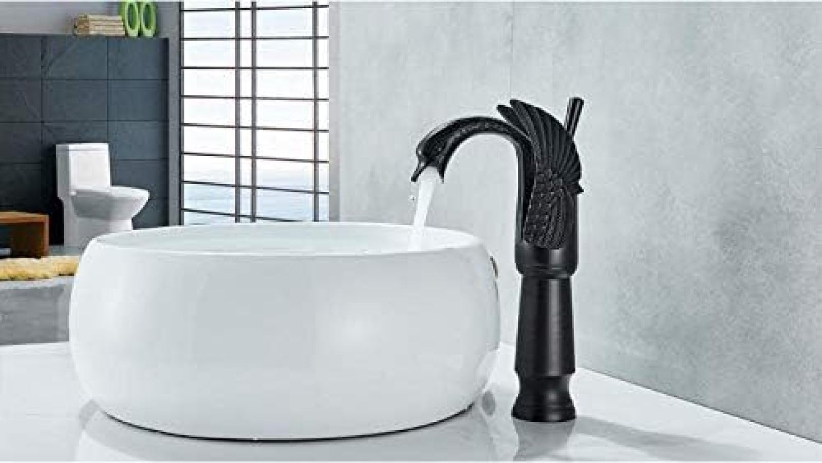 Swan Shape Basin Faucet - Black Bronze Single Handle Mixer Tap for Bathroom Sink