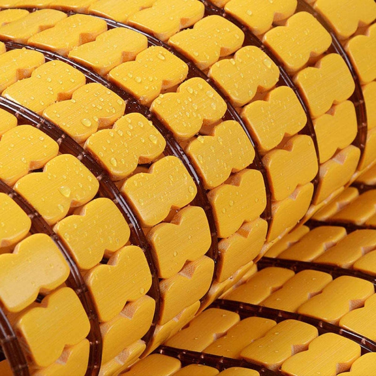 Cooling Bamboo Sleeping Pad for Summer - Foldable Double Mattress with Carbonized Mahjong Design, Smooth & Durable for Bedroom, Student Dorm, Camping & Travel