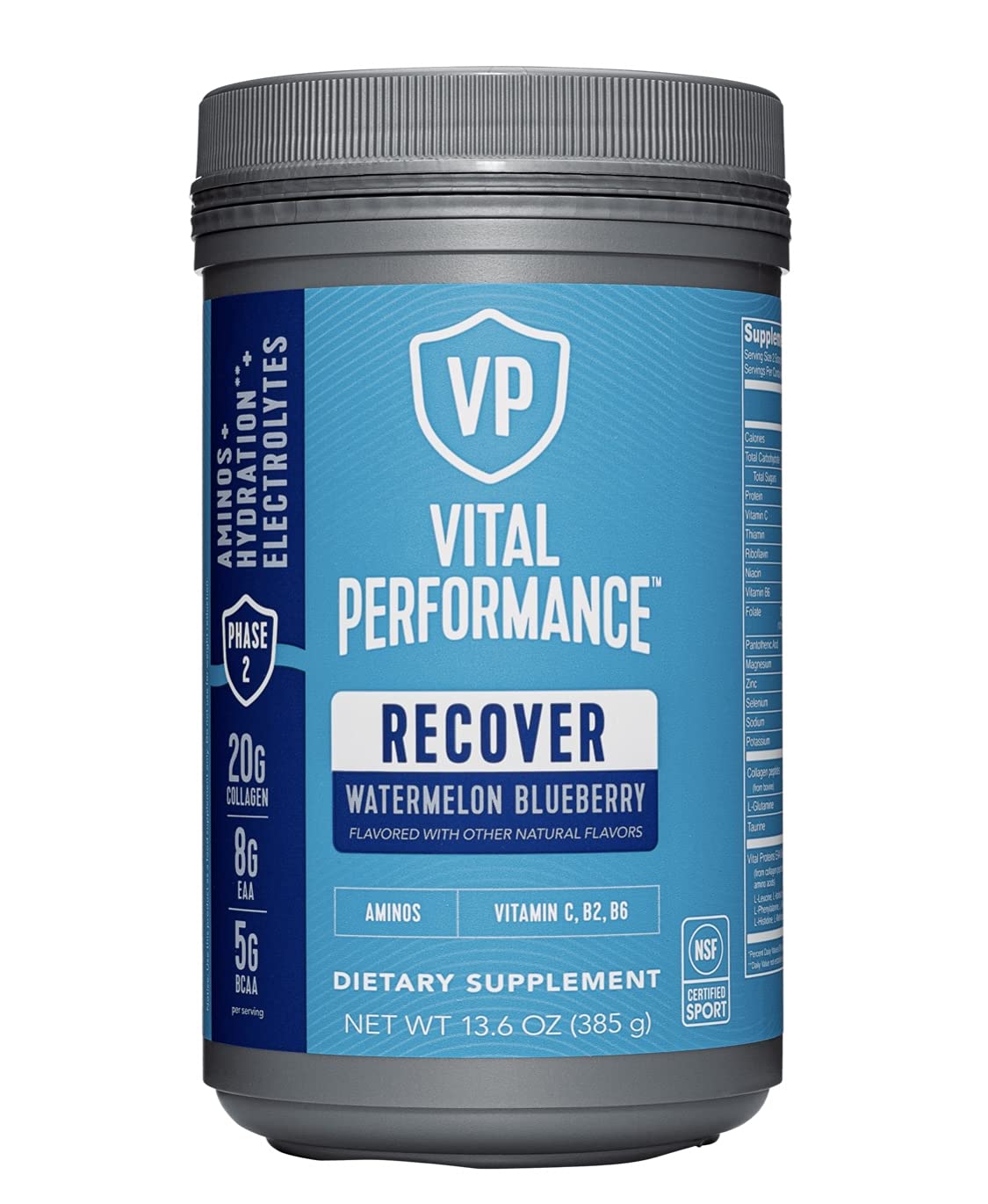 Vital Proteins Performance Recovery Dietary Supplements - Watermelon Blueberry Flavor - 13.6oz Powder for Muscle Recovery & Post-Workout Nutrition - Ideal for Athletes, Fitness Enthusiasts & Active Lifestyles