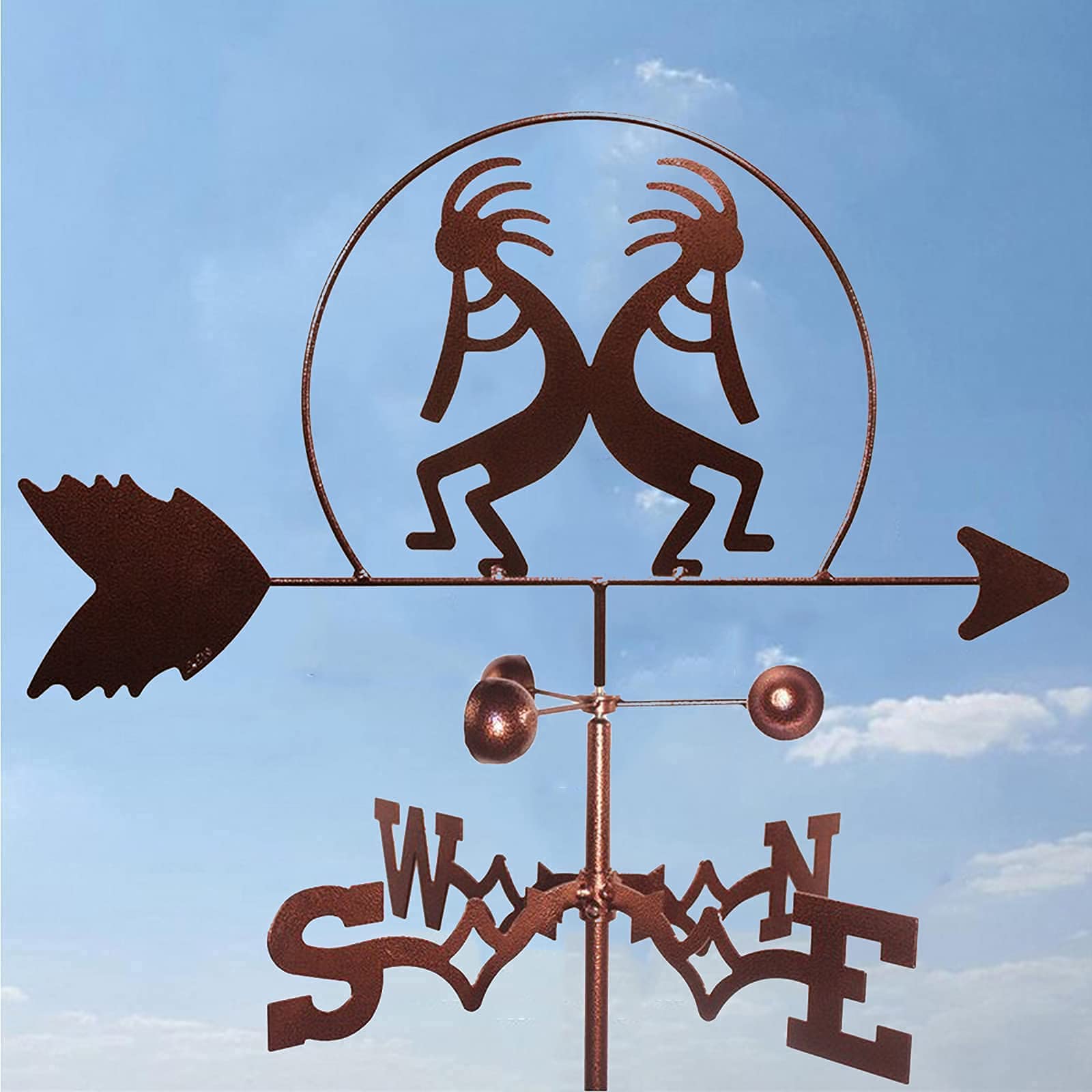 Vintage Iron Weathervane with Roof Mount - Decorative Metal Wind Direction Indicator for Outdoor Courtyard, Farm, Garden & Yard - Perfect for Farmhouse, Rustic & Country Style Decor