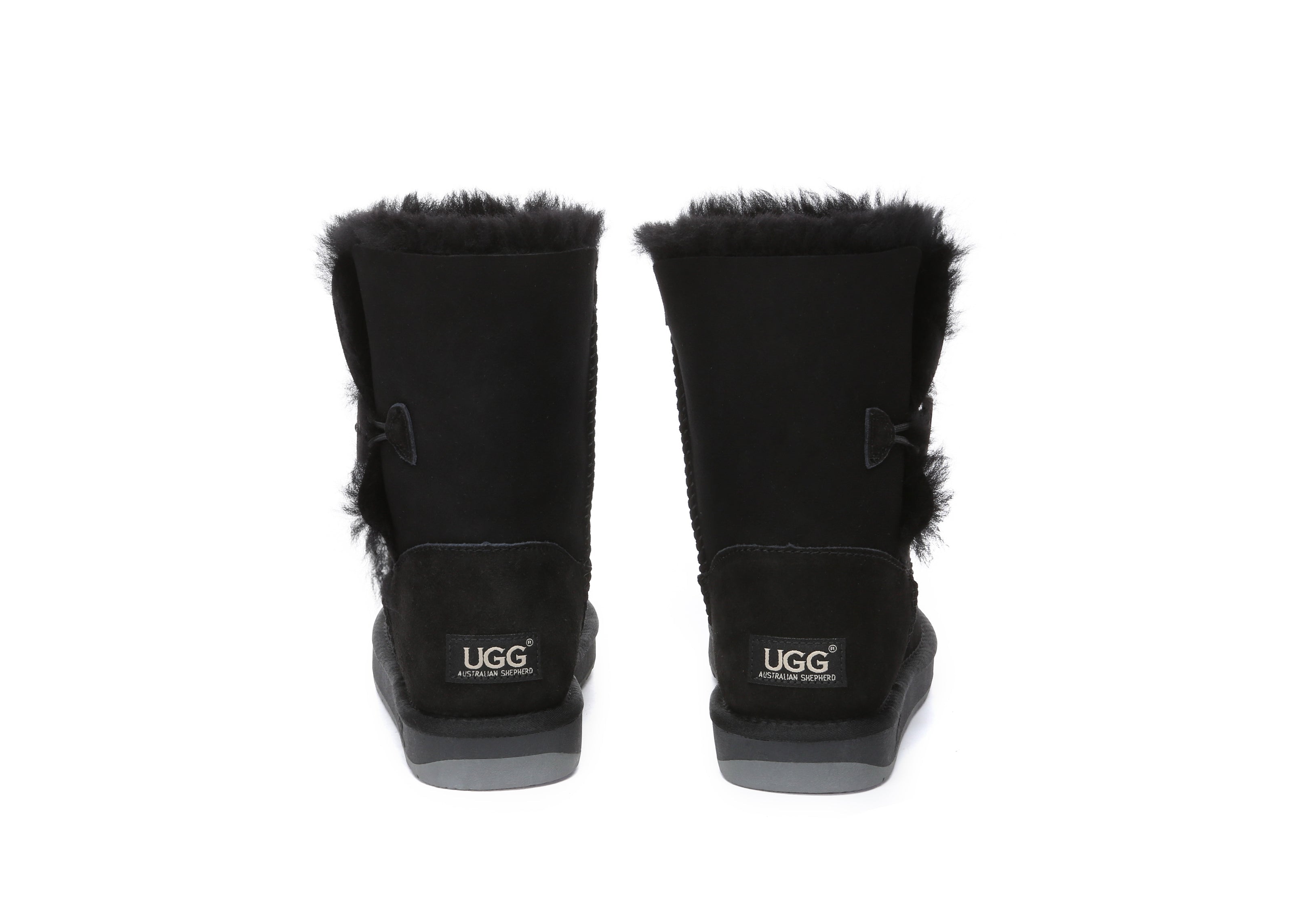 Australian Shepherd® UGG Boots - Genuine Double Face Sheepskin Wool Short Boots with Buttons | Cozy Winter Footwear for Women & Men | Perfect for Home, Office & Outdoor Activities