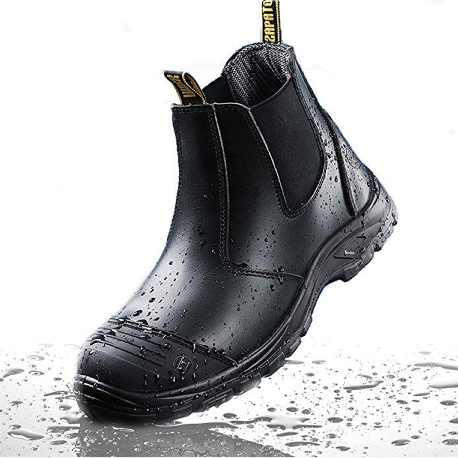 Men's Steel Toe Work Boots - Waterproof Slip-Resistant Safety Shoes with Anti-Puncture Protection - Black Size 13 (Model 822) - Ideal for Construction, Warehouse & Outdoor Labor Jobs