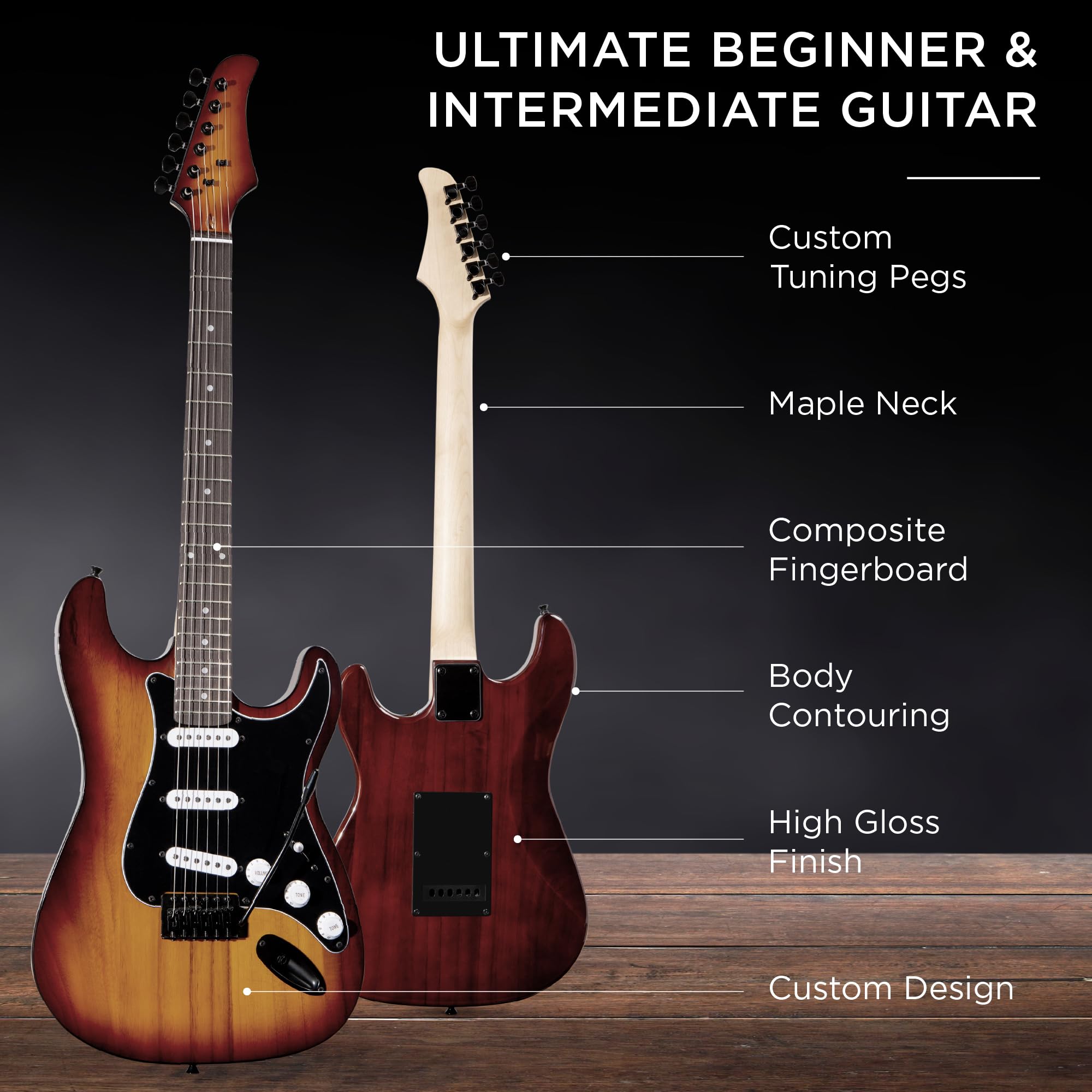 Best Choice Products 39-inch Full Size Beginner Electric Guitar Starter Kit with Case, Strap, 10W Amp, Strings, Pick & Tremolo Bar - Bourbon Finish | Perfect for Beginners, Practice, Live Performances & Home Studio Recording