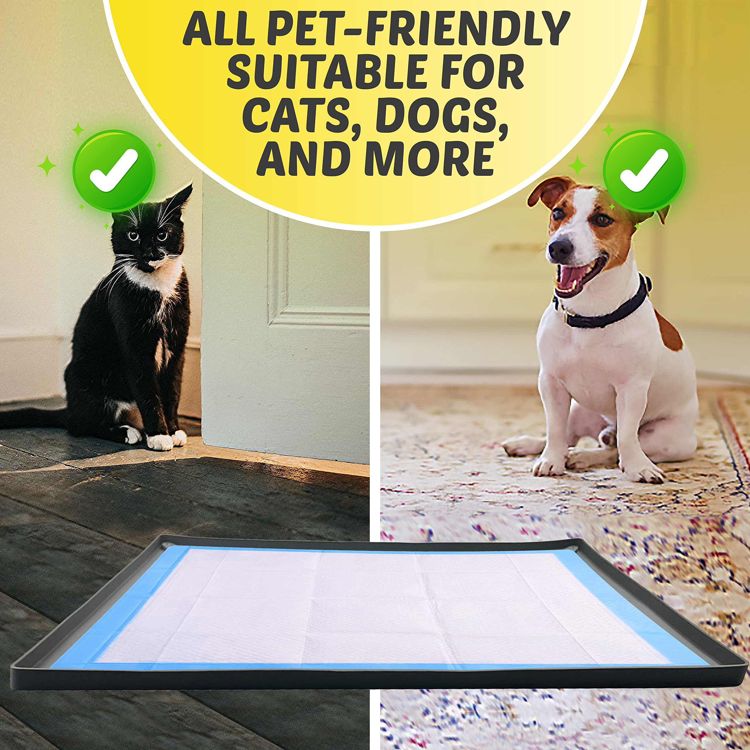 Skywin 30 x 36 Inch Non-Slip Silicone Dog Pad Holder Tray (Grey) - Puppy Training Pee Pad Holder, Waterproof Pet Supplies for Indoor/Outdoor Use - Perfect for Puppies, Senior Dogs & Housebreaking Training