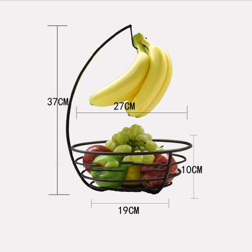 Modern Metal Fruit Bowl with Banana Hook - Stylish Fruit Basket Display Rack for Kitchen Countertop, Dining Table & Fruit Storage Organization