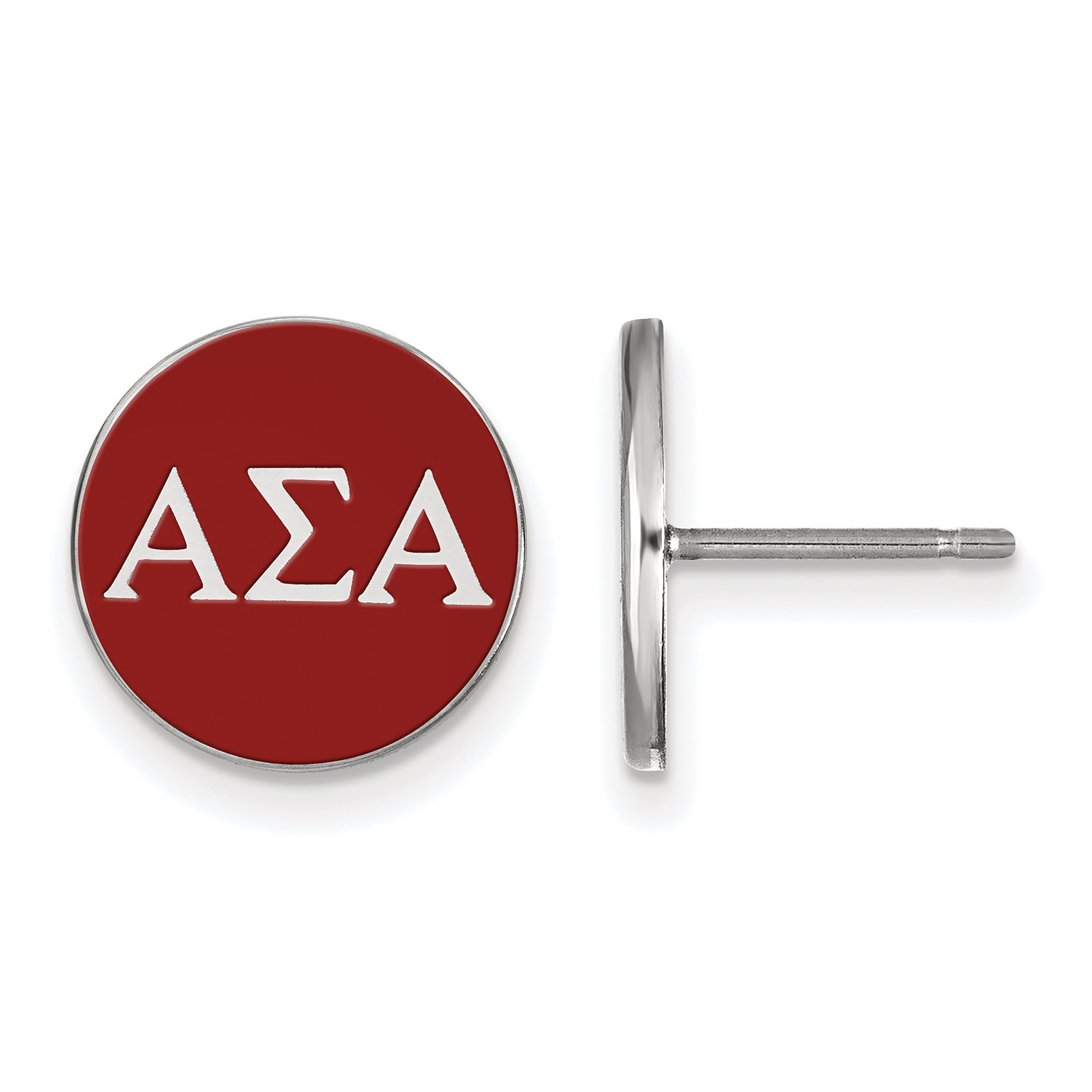 Sterling Silver Alpha Sigma Alpha Enameled Post Earrings for Women - Sorority Jewelry Gift for Sisters, Graduation, Birthday & Special Occasions