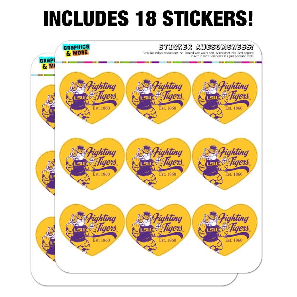 Mike The Fighting Tiger LSU Heart Shaped Planner Stickers - Scrapbook & Craft Supplies for Bullet Journals, DIY Projects & School Decorations
