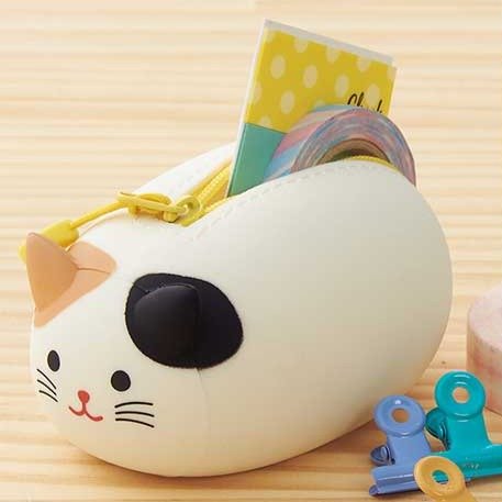 PuniLabo Nekorobi Pouch Case - Cute Cat Design Zipper Pouch for Stationery & Small Accessories - Perfect for School, Office & Travel Organization - by LIHIT LAB