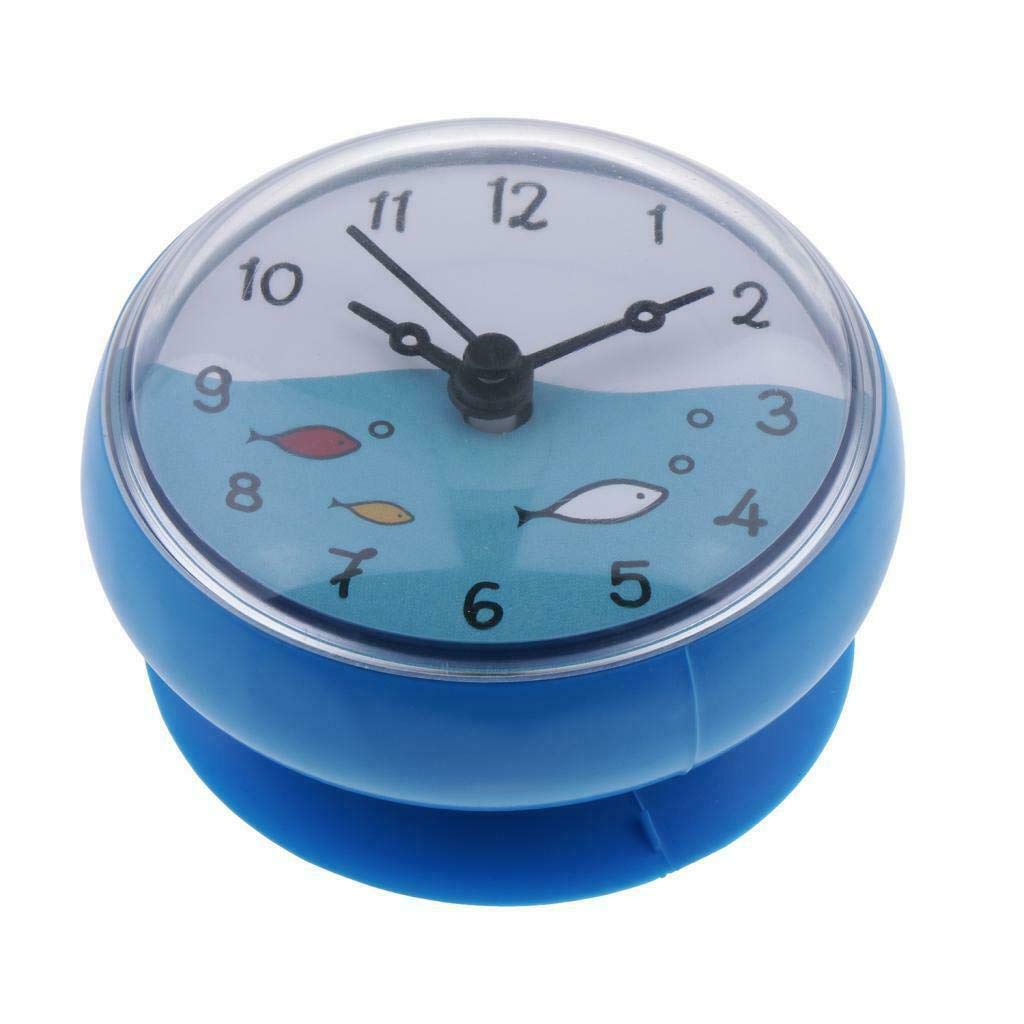 Waterproof Bathroom Wall Clock with Suction Cup - Blue Home Decor for Shower, Kitchen & Bathroom - Easy-to-Read Time Display