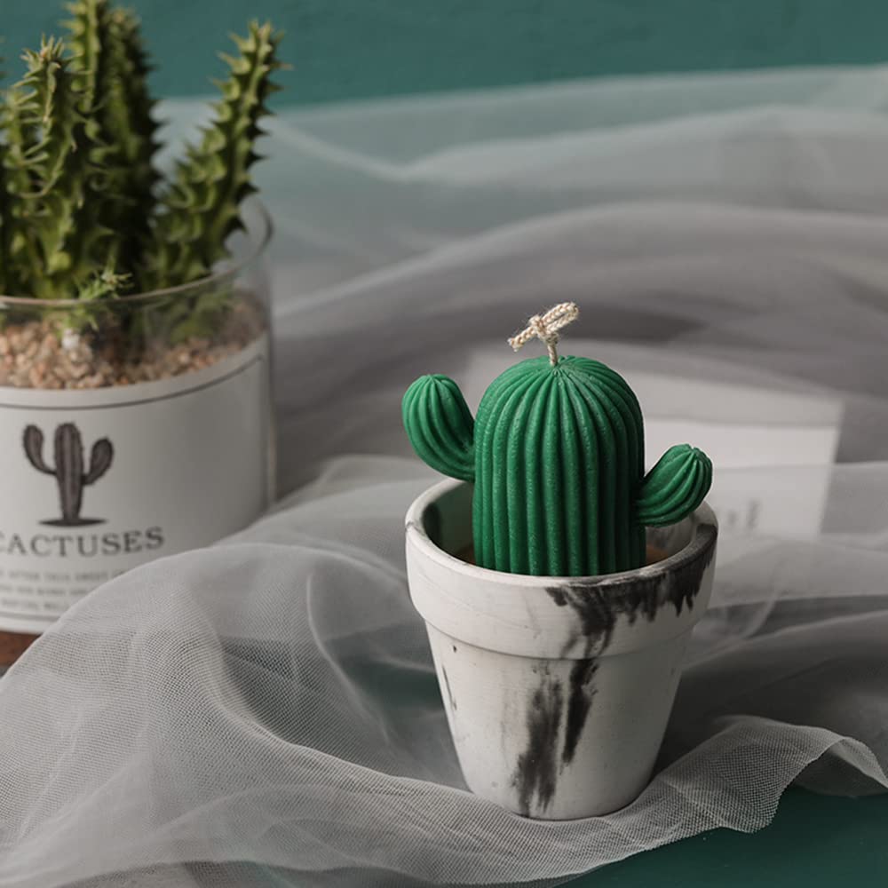 2-Pack Cactus Candle Molds - Silicone Resin Molds for DIY Crafts, Chocolate, Clay, Plaster Carving, Resin Pendant Making - Perfect for Aromatherapy Candles & Home Decor Gifts (3D Cute Design)