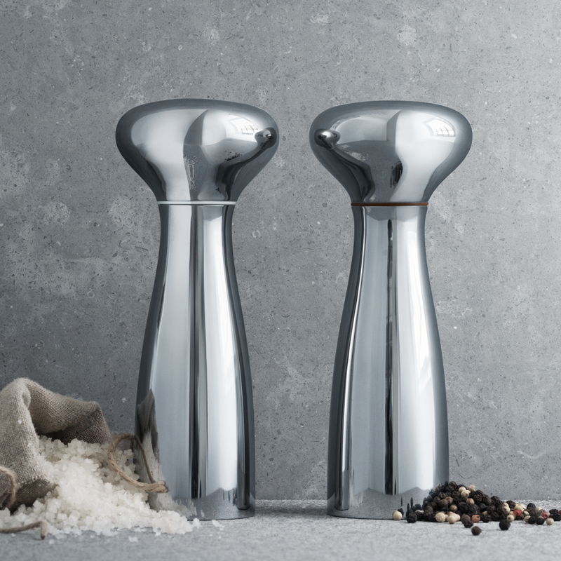 Premium Alfredo Salt and Pepper Shakers Set - Stainless Steel Grinder with Adjustable Coarseness - Perfect for Dining Table, Kitchen, and Italian Restaurant Use