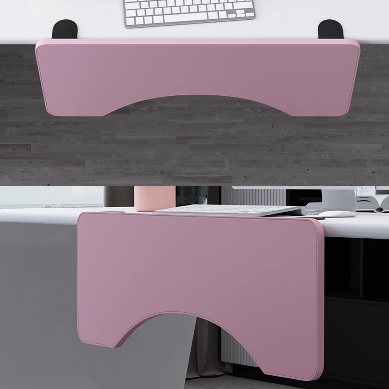 Ergonomic Under Desk Folding Keyboard Tray - Adjustable Clamp-On Shelf for Home & Office (Pink, 29.5 Inch) - Perfect for Small Spaces & Standing Desk Setup