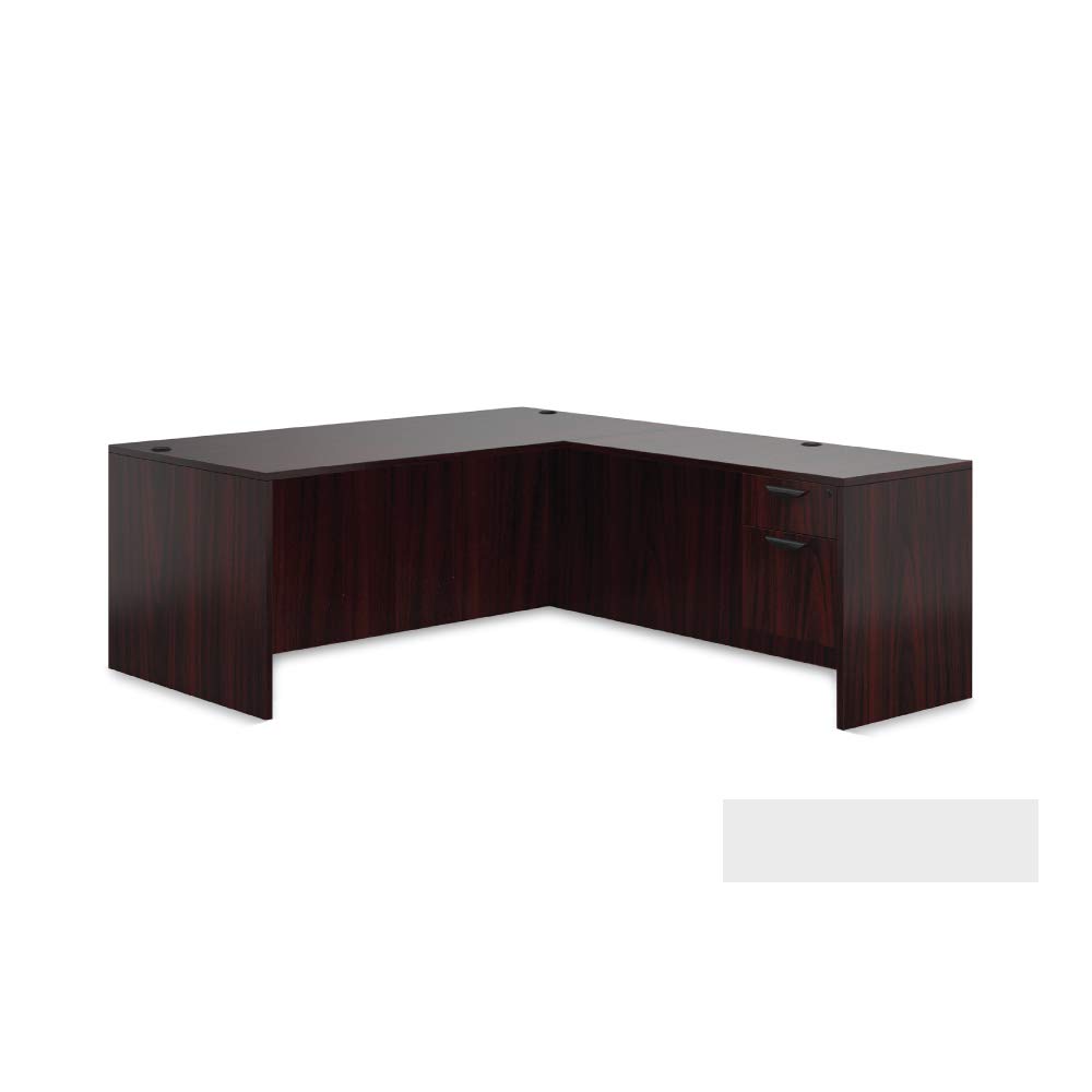 GOF Double 2 Person Workstation Cubicle (12'D x 7'W) - Office Partition & Room Divider with Mahogany Desk | Perfect for Shared Workspaces, Home Offices & Office Privacy Solutions