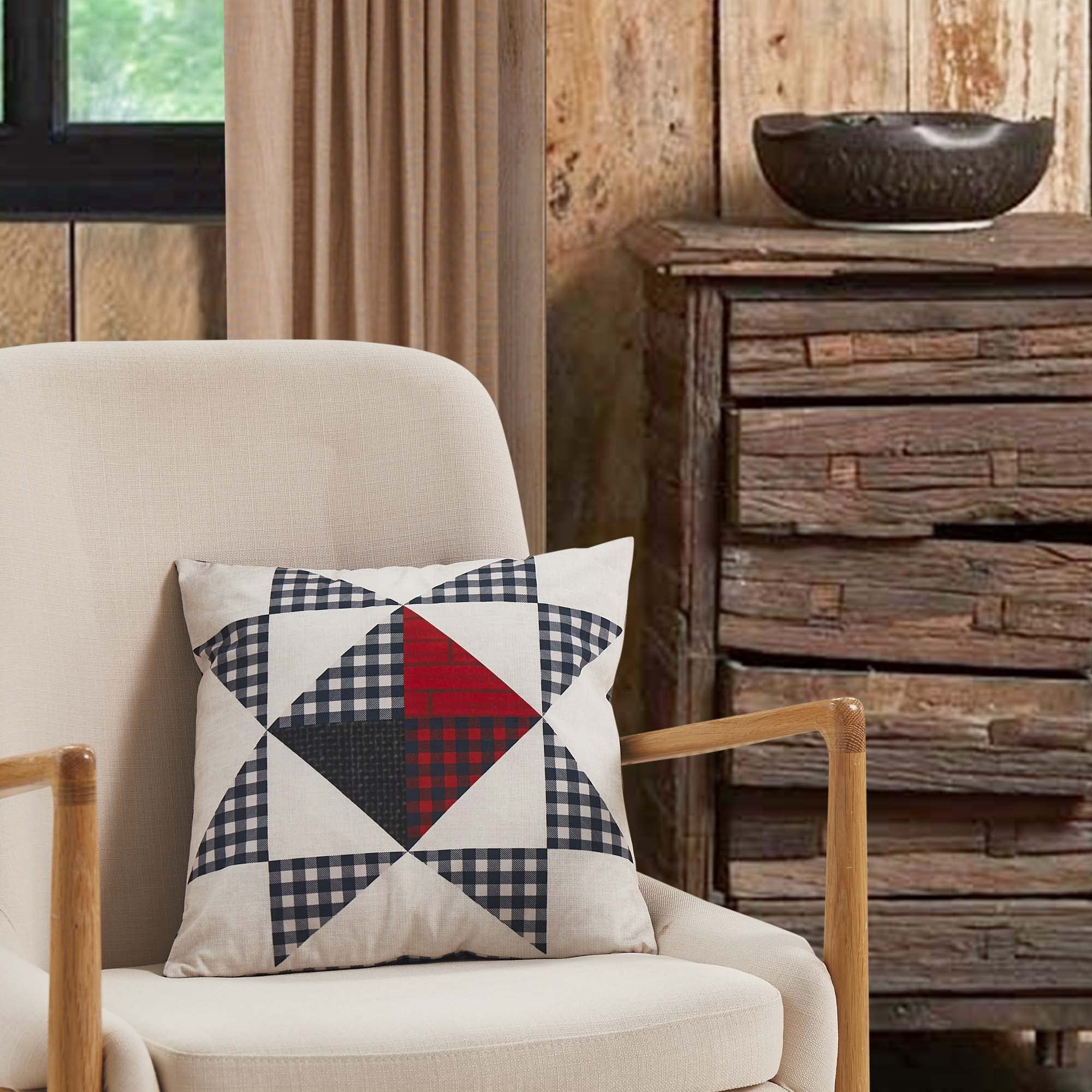 Virah Bella Diamond Star Throw Pillows - Set of 2 (18x18 Inches) - Decorative Farmhouse & Cabin Couch Pillows for Living Room, Bedroom, and Porch Decor