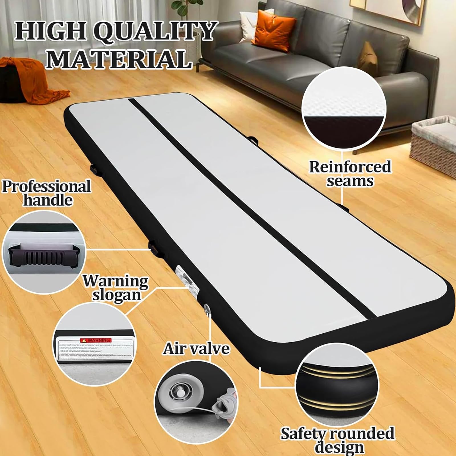 Inflatable Air Mat Tumble Track - Portable Gymnastics Training Mat with Electric Pump for Home, Cheerleading, Kids Gym & Yoga | Perfect for Indoor Exercise, Backyard Play & Fitness Training