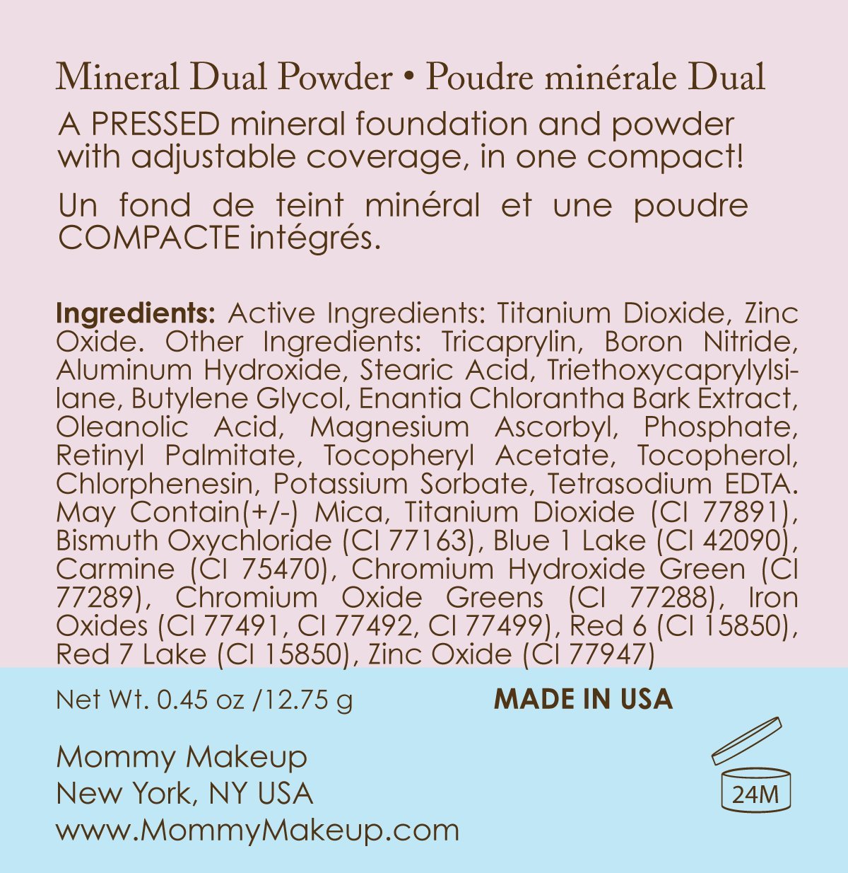 Mommy Makeup Mineral Dual Powder SPF15 [4-in-1 Pressed Mineral Foundation] 0.45 oz - Oil-Free, Talc-Free, Fragrance-Free, Paraben-Free - Natural Sun Protection & Lightweight Coverage for Everyday Wear