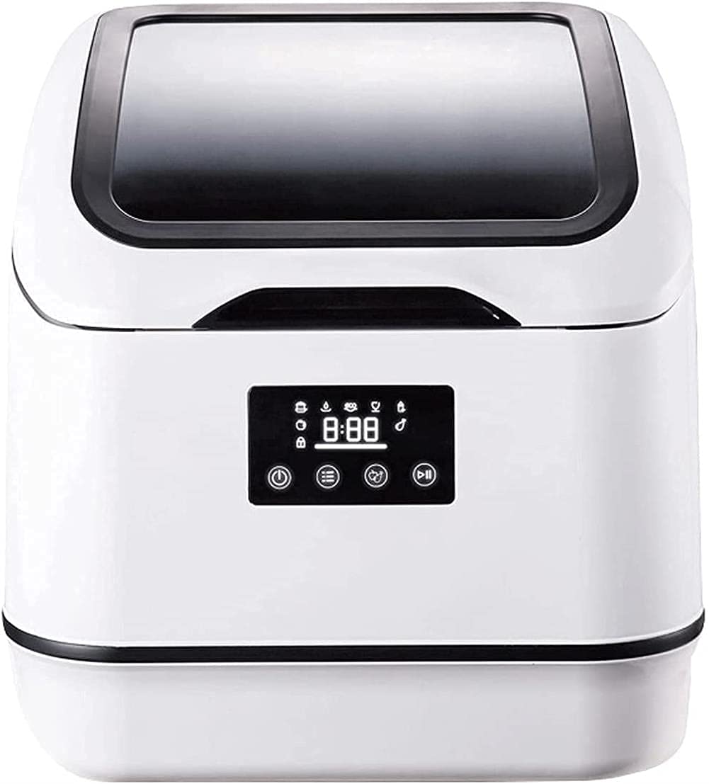Fully Automatic Mini Portable Countertop Dishwasher - 6 Wash Programs with LED Display & Delay Start Function for Small Kitchen, RV, Apartment, Dorm Room, Office