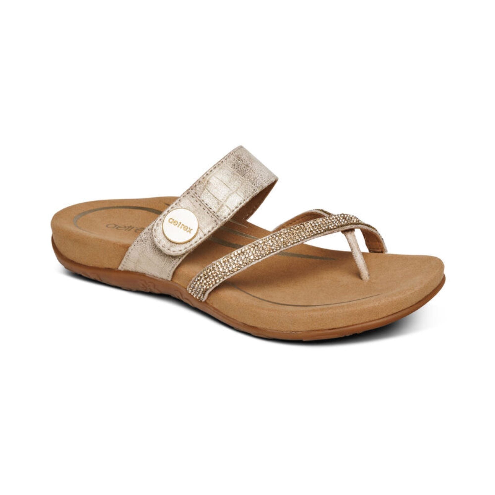 AETREX IZZY Adjustable Slides for Women & Men - Comfortable Orthopedic Sandals for Walking, Travel & Home Use
