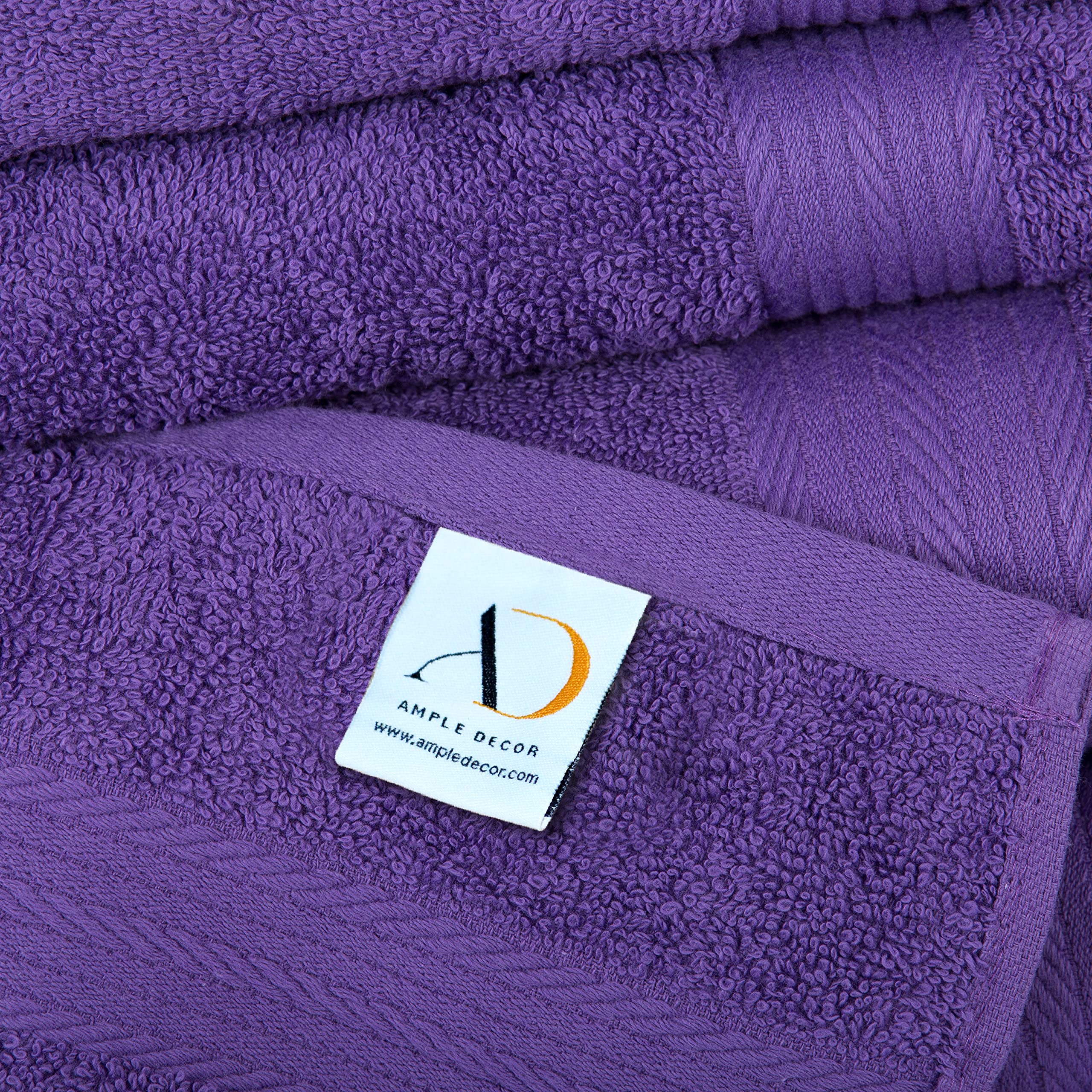 Premium 18x28 Inch 600 GSM 100% Cotton Bathroom Hand Towels - Ultra Soft & Absorbent (6-Pack, Purple) for Guest Bathrooms, Spa Days & Luxury Home Decor