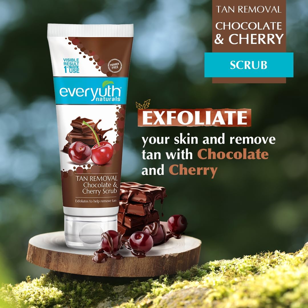 Everyuth Exfoliating Walnut Scrub & Chocolate Cherry Tan Removal Scrub Combo Pack - 100g + 50g | Deep Cleansing, Dead Skin Removal | Perfect for Daily Skincare & Spa Treatments