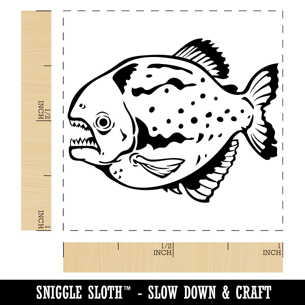 Red-Bellied Piranha Carnivorous Fish Self-Inking Rubber Stamp - 1 Inch Small Stamp with Red Ink - Perfect for Scrapbooking, DIY Crafts, and Document Marking