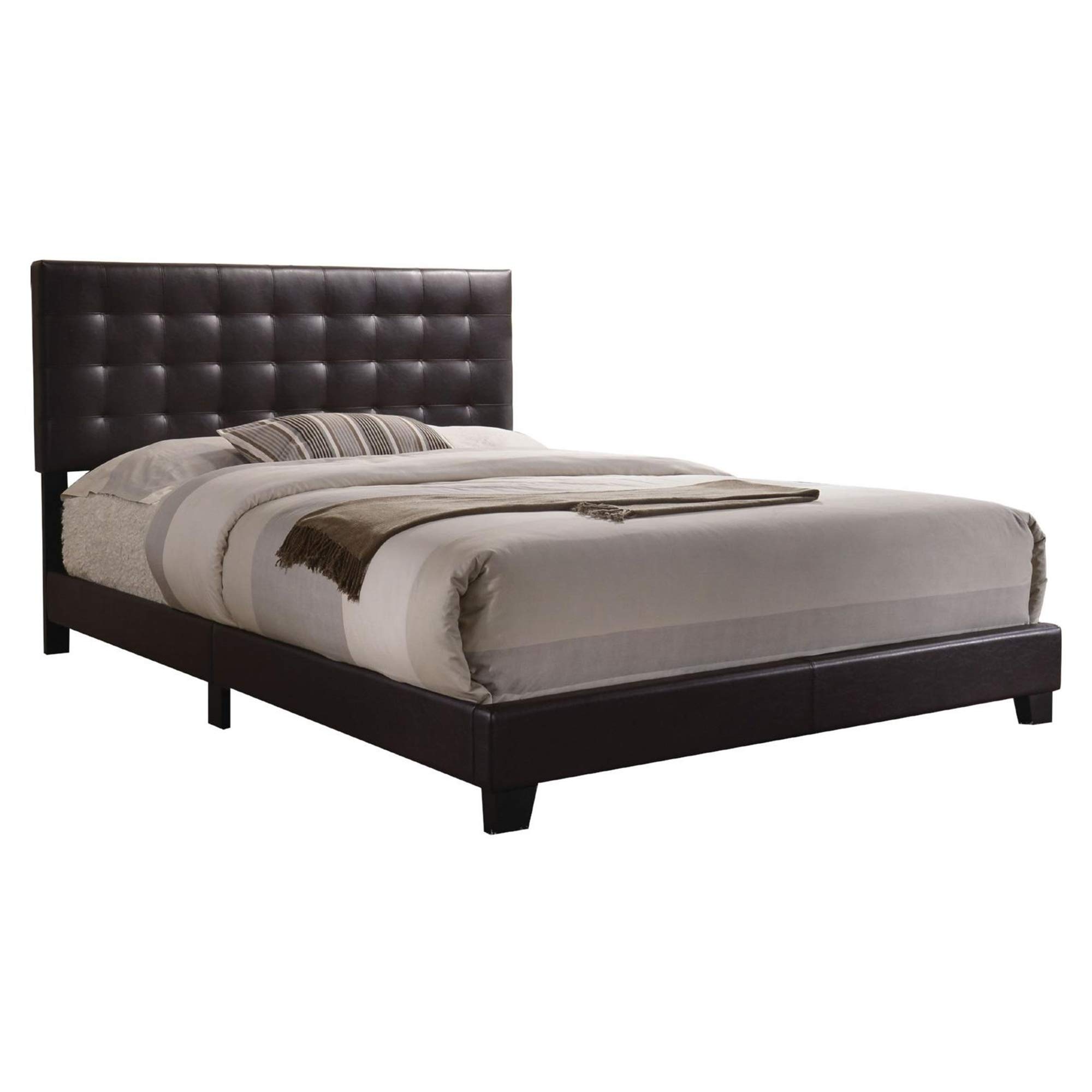 Benzara Transitional Style Queen Size Bed Frame - Brown Wooden Bedroom Furniture for Master Bedroom & Guest Room