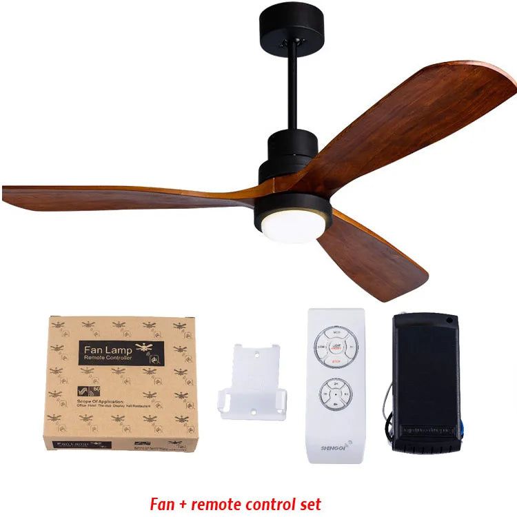 Vintage Wooden Ceiling Fan with Light Kit and Remote Control - Perfect for Living Room, Bedroom, and Patio Cooling