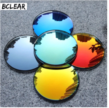 BCLEAR 1.49 Index Blue Mirror Reflective Non-Polarized Myopic Lenses - High Clarity for Nearsightedness, Perfect for Sunglasses & Fashion Eyewear
