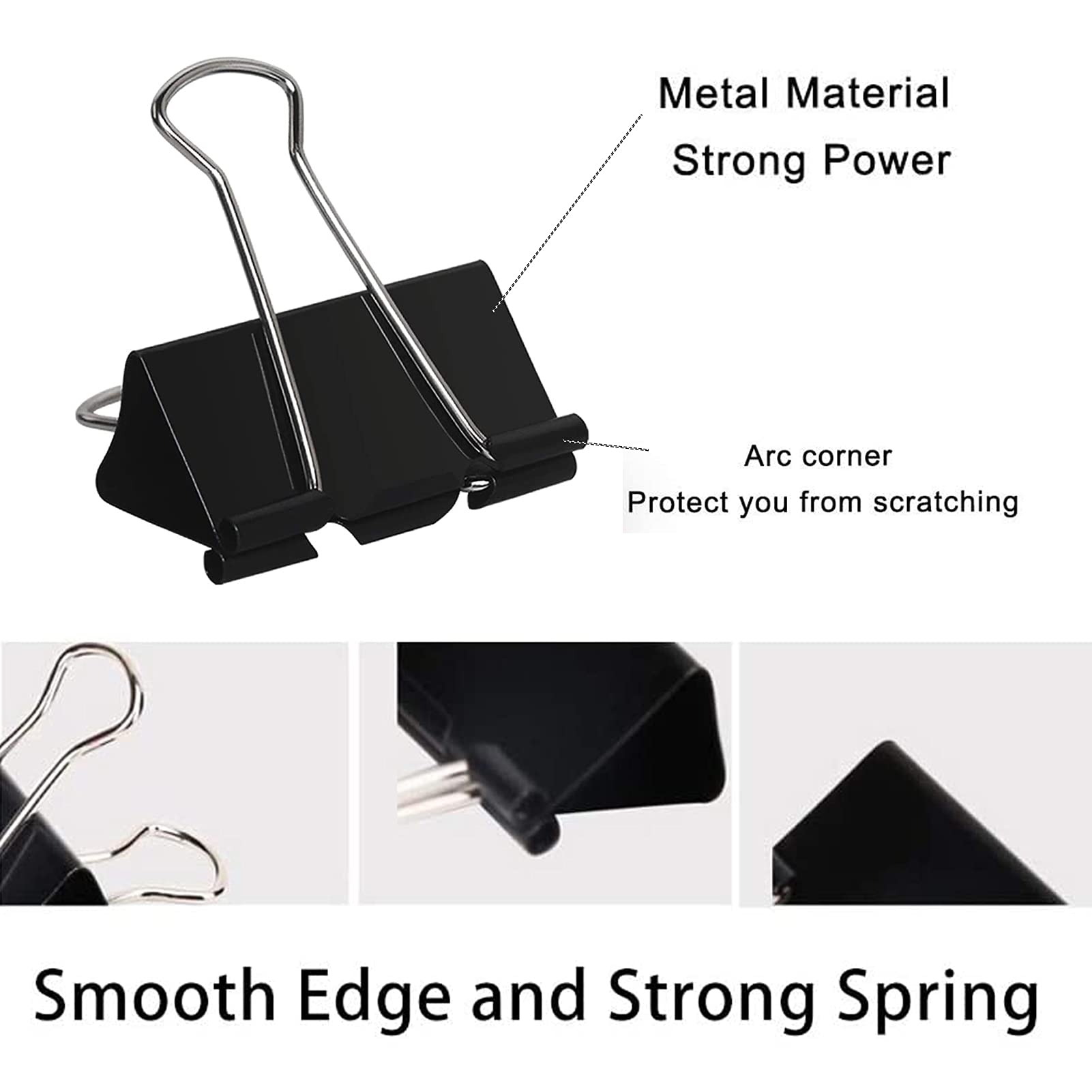 Large Binder Clips 1.6 Inch (60 Pack) - Heavy Duty Office & Home Organizing Supplies