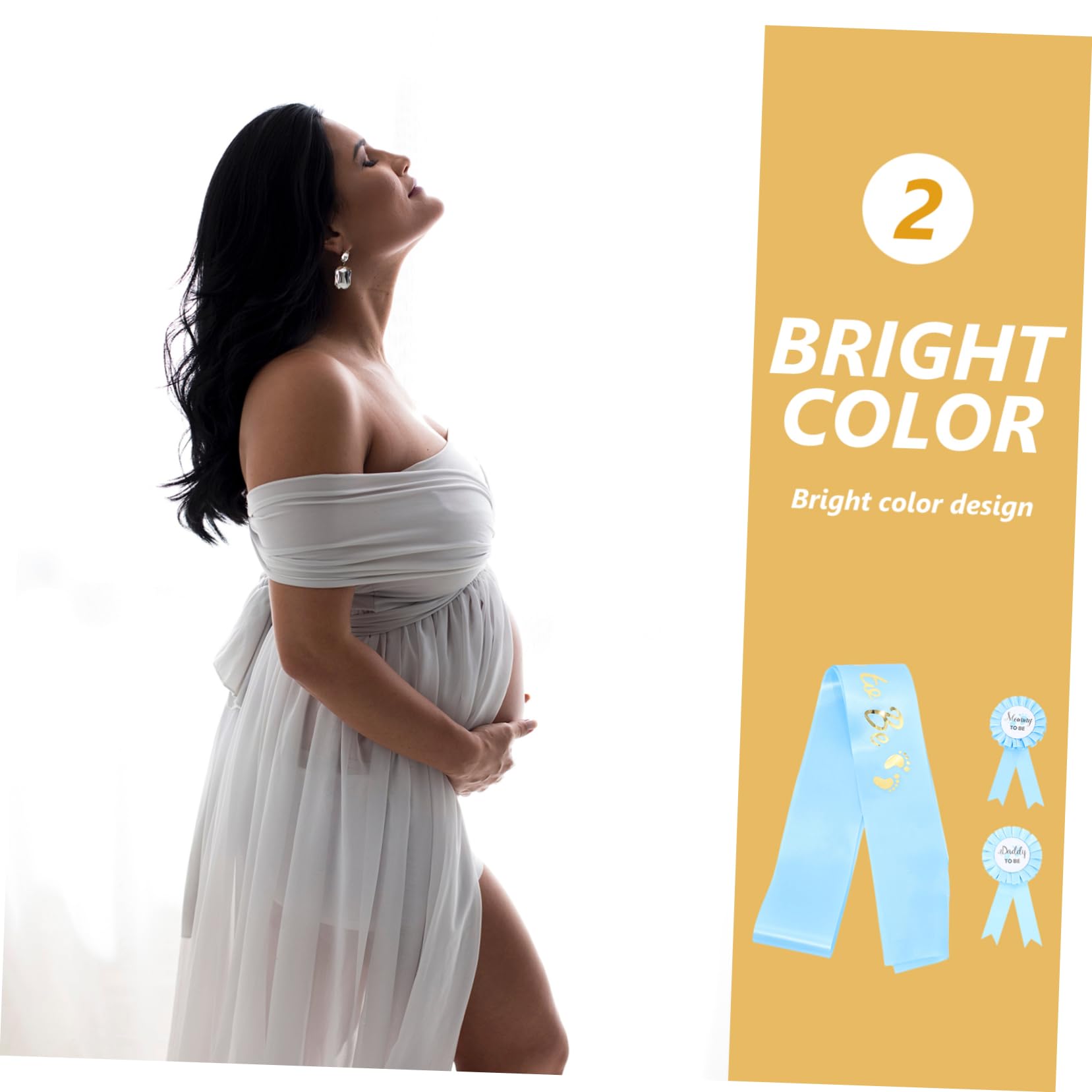 IWOWHERO Maternity Shoulder Sash & Badge Set - Mom to Be Shower Pin, Dad to Be Badge - Perfect for Baby Shower, Gender Reveal & Pregnancy Announcement Parties