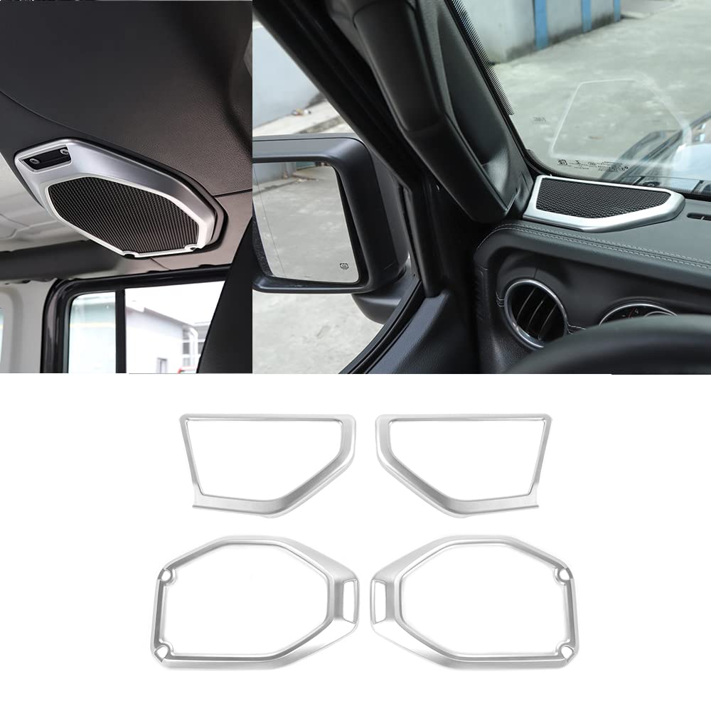Premium ABS Silver A-Pillar Speaker Cover for Jeep Wrangler JL & Gladiator JT (2018-2022) - Durable Roof Decoration Accessories for Enhanced Interior Style & Sound System Protection