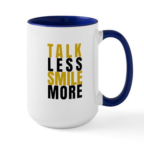 White/Navy Inside - Talk Less Smile More Mugs
