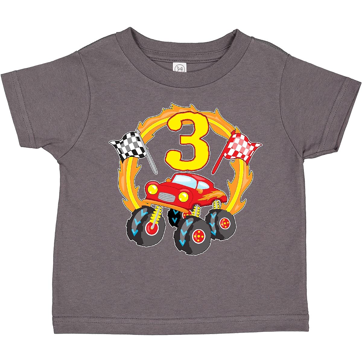 Inktastic Monster Truck 3rd Birthday Toddler T-Shirt for Boys - Cool Kids Graphic Tee for Birthday Party & Casual Wear