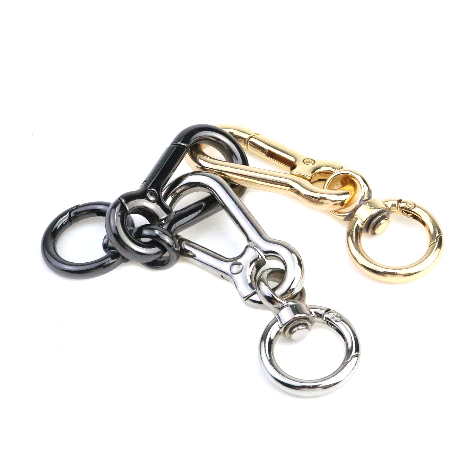3pcs Swivel Snap Hook Keychain - Gold Black Silver for Keys & DIY Crafts