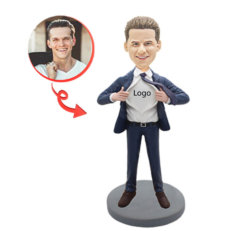 Custom Clark Kent Pose Bobblehead - Personalized Superman Collectible Figurine - Perfect for Office Desk Decor, Superhero Gifts & Comic Book Fan Collections